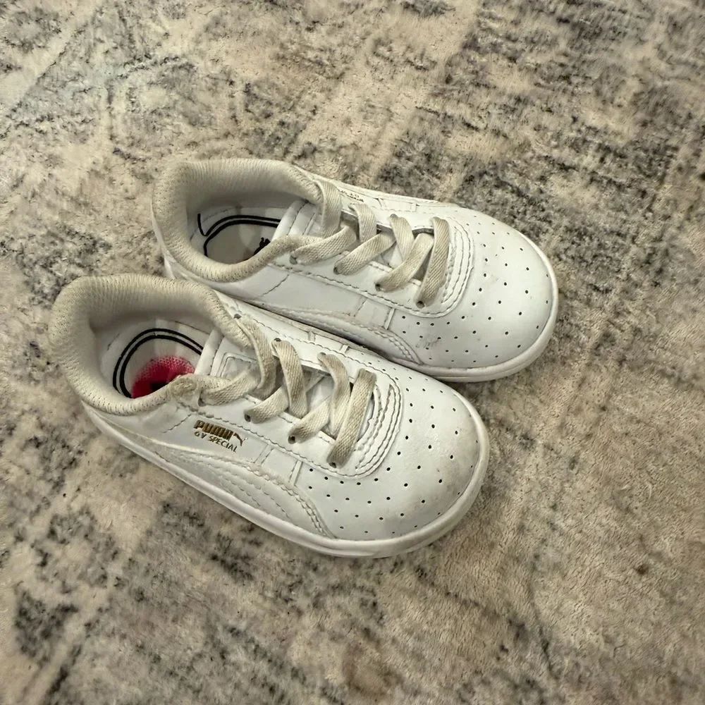 Puma Kids White Low-Top Lace Sneakers
